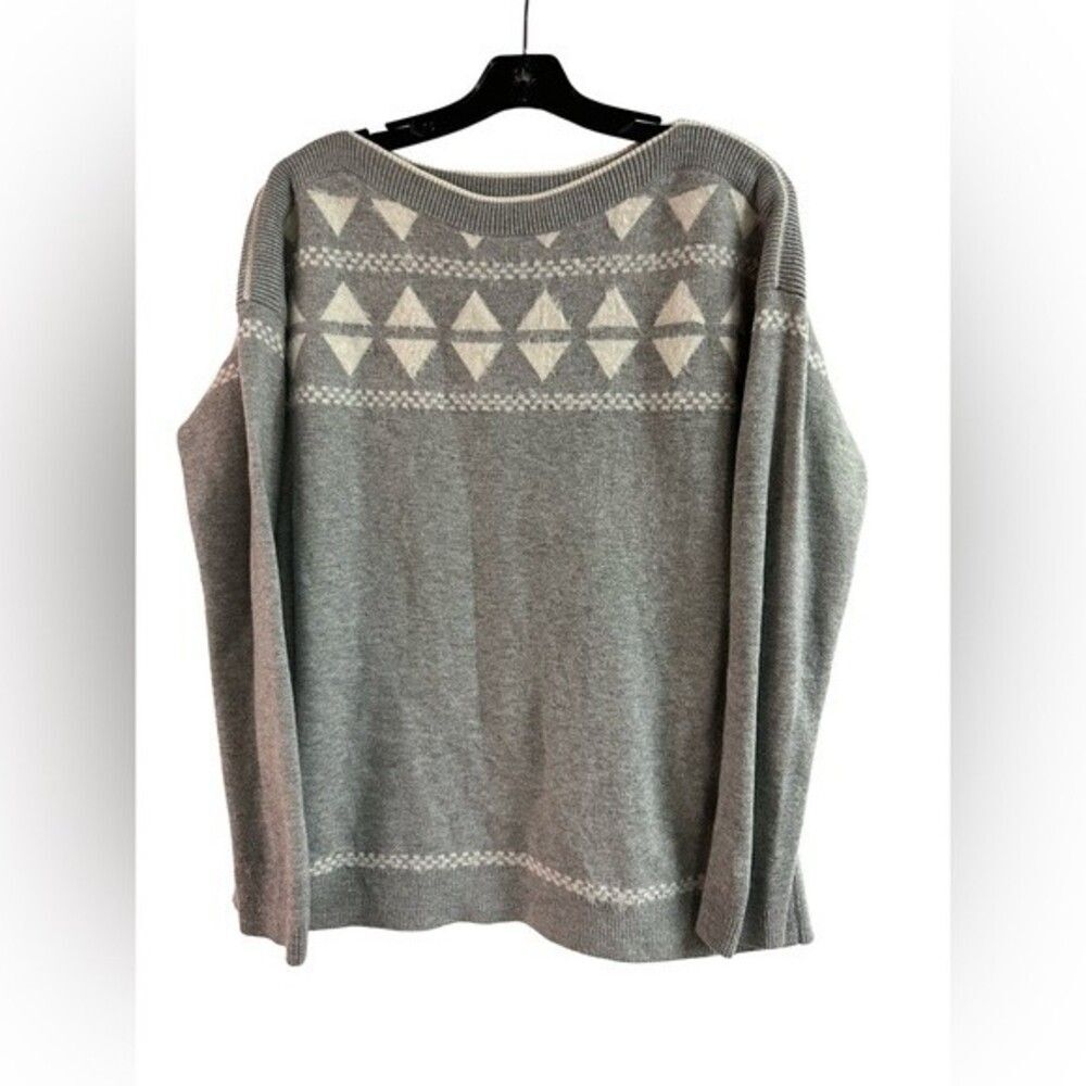 Loft Gray and White Fuzzy Sweater Size S